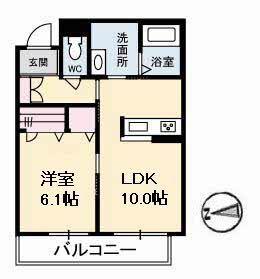 グランベレオ三吉 B棟(1LDK/3階)の間取り写真