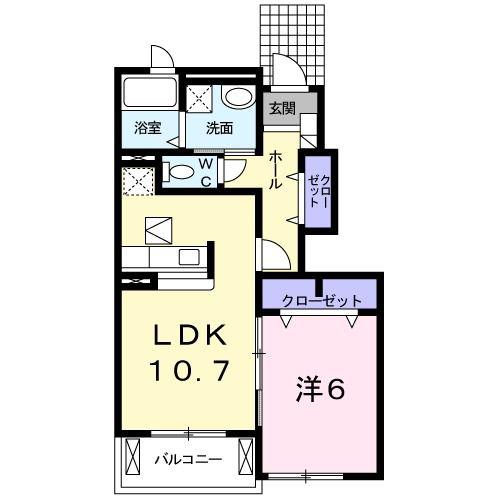 プリムローズ(1LDK/1階)の間取り写真