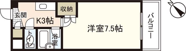 MELROSE壱番館(1K/5階)の間取り写真