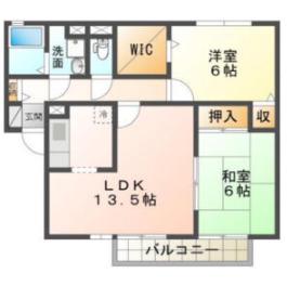 グリーンコート B棟(2LDK/1階)の間取り写真