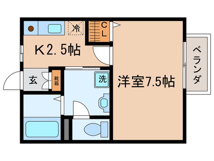 ホワイトクレイン(1K/2階)の間取り写真