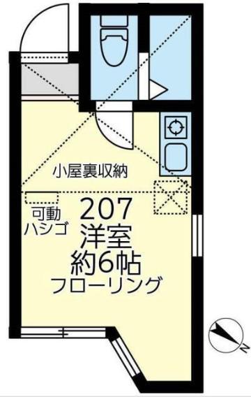 ユナイト日ノ出町パトリアージュの杜(ワンルーム/2階)の間取り写真