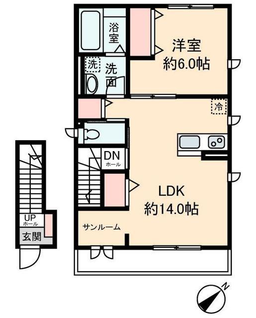 デイジーハイツ(1LDK/2階)の間取り写真