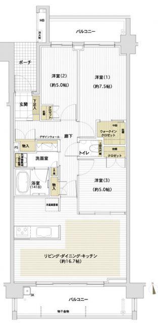 LEON篠崎(3LDK/1階)の間取り写真