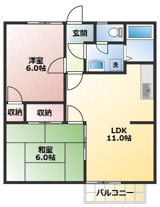 LUMINA藤島(2LDK/2階)の間取り写真
