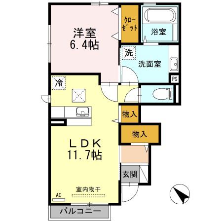 カーサエスペランサII(1LDK/1階)の間取り写真