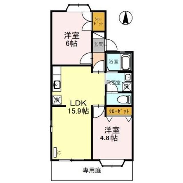 カメリアTKハイツ(2LDK/1階)の間取り写真