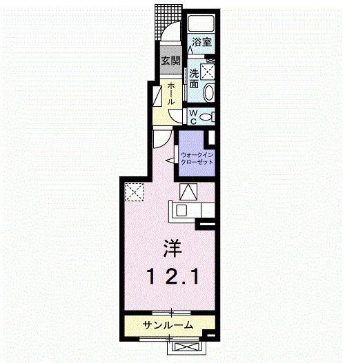 ヴィラ アモリス A(ワンルーム/1階)の間取り写真