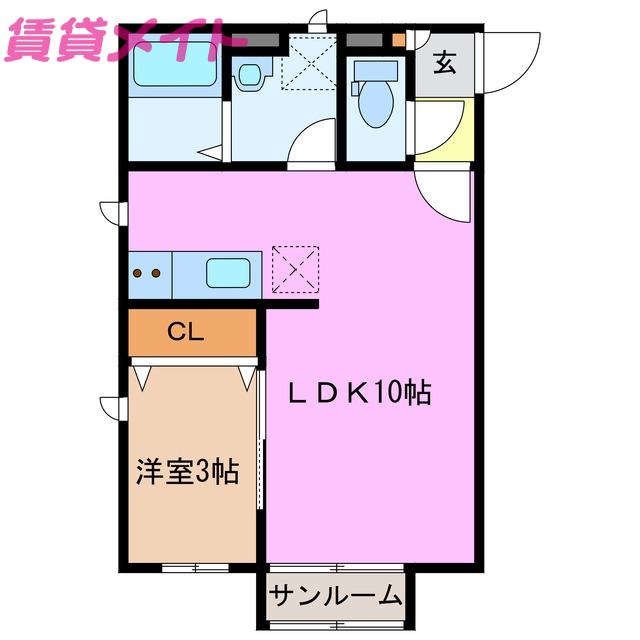 LIANGE(1LDK/2階)の間取り写真