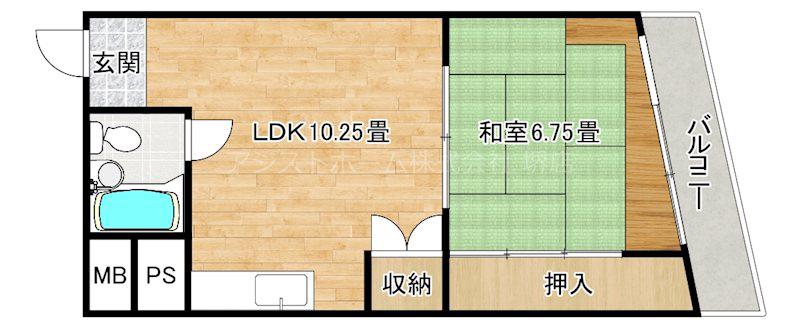 朝日プラザ大仙(1DK/5階)の間取り写真