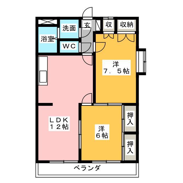 佐々木マンション(2LDK/1階)の間取り写真