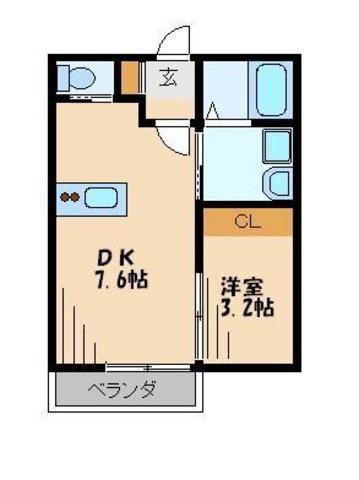 プランドール上落合(1DK/1階)の間取り写真
