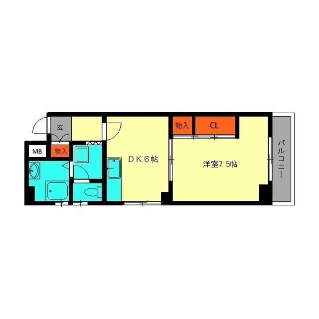 丸洋ビル(1DK/5階)の間取り写真