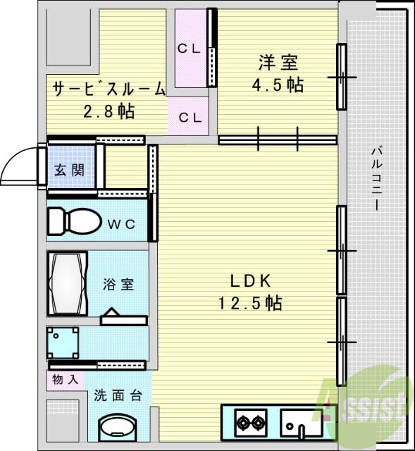 LAUGHTER(1SLDK/6階)の間取り写真