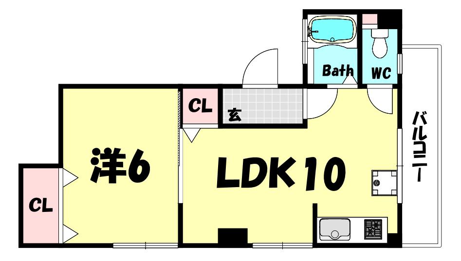 マンション諏訪山(1LDK/4階)の間取り写真
