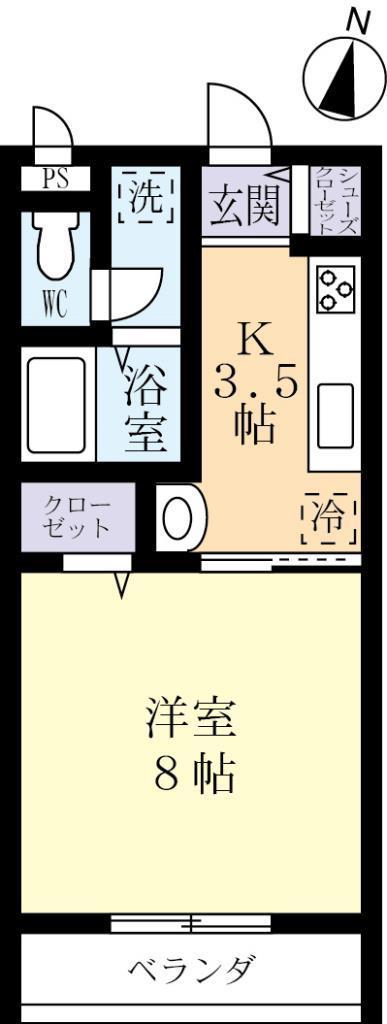 フェリーチェ(1K/2階)の間取り写真