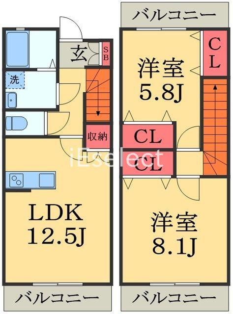 ボアコートKOURIN(2LDK/2階)の間取り写真