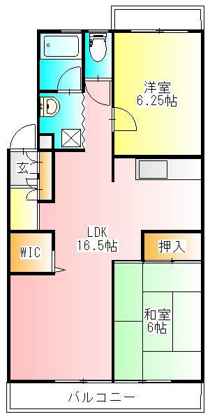 エクセルコート(2LDK/3階)の間取り写真