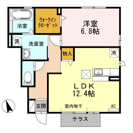 シャルマン ヴィー(1LDK/1階)の間取り写真