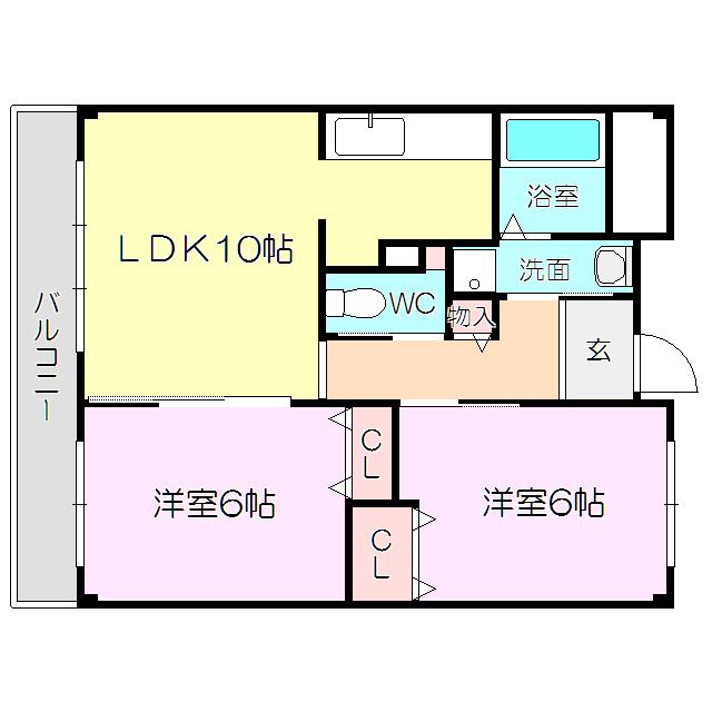 プロスペリテ(2LDK/3階)の間取り写真