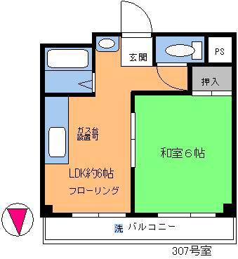 花こう第1ビル(1DK/3階)の間取り写真