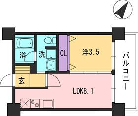 コンダクト福岡東(1LDK/3階)の間取り写真