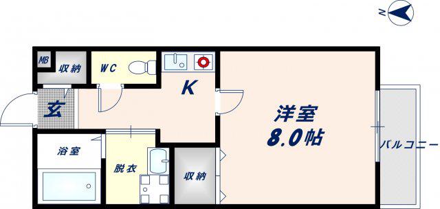 メゾン ドゥ 長瀬(1K/1階)の間取り写真