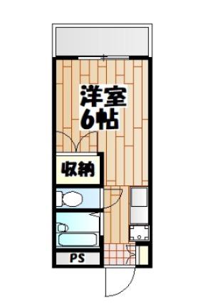 カンマル―ジュ(ワンルーム/2階)の間取り写真