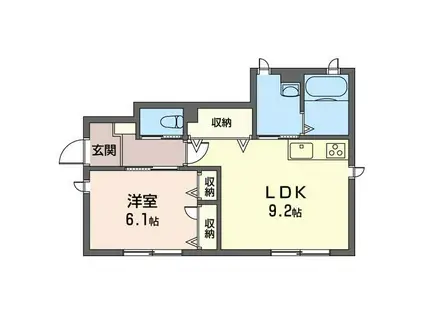 野島町シャーメゾン(1LDK/1階)の間取り写真
