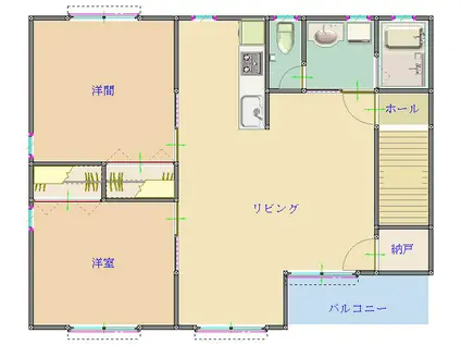 グランデージ矢来F(2LDK/1階)の間取り写真