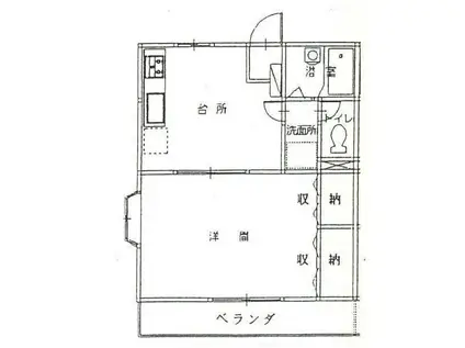 もくれん荘C棟(1DK/2階)の間取り写真