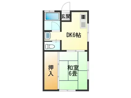コーポからまつ(1DK/1階)の間取り写真