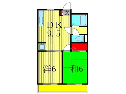 ハイツタナカ第Ⅰ(2DK/2階)の間取り写真