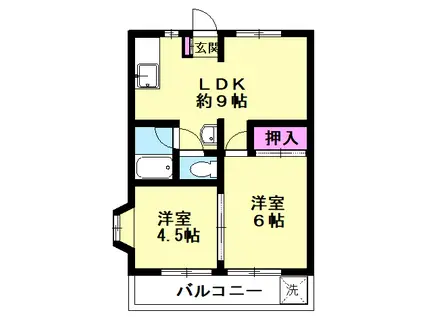 プリンスハイム高柳(2LDK/1階)の間取り写真