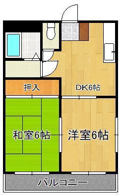 シャトレ神岳II(2DK/2階)の間取り写真