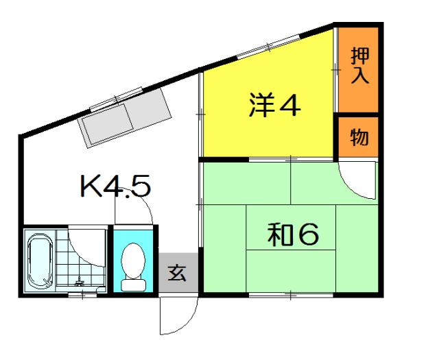 猪名寺1丁目文化(2K/2階)の間取り写真