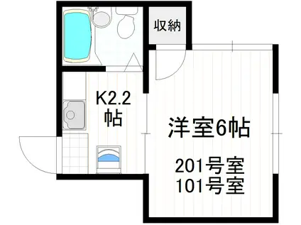 ジュネス(1K/2階)の間取り写真