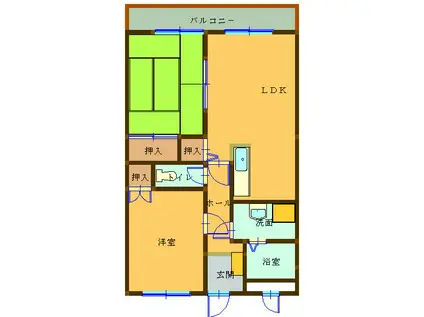ヴィラカシアゲ(2LDK/1階)の間取り写真