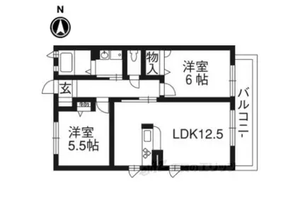 阪急嵐山線 上桂駅 徒歩19分 2階建 築19年(2LDK/2階)の間取り写真