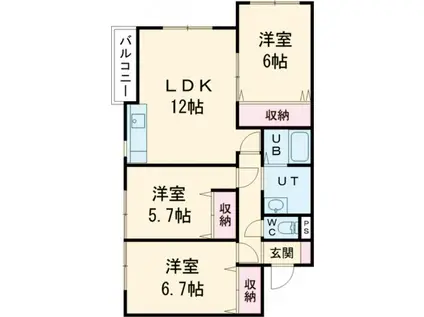 サイト エフ(3LDK/3階)の間取り写真