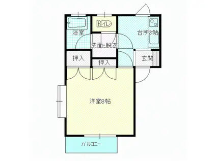 ヴィラスエヒロII(1K/2階)の間取り写真