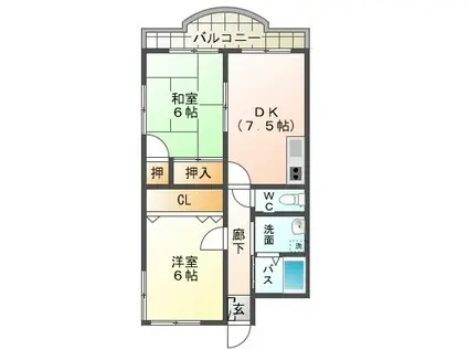 クレアトゥール&M(2DK/2階)の間取り写真