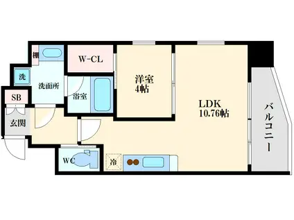 プレジオ松屋町(1LDK/11階)の間取り写真