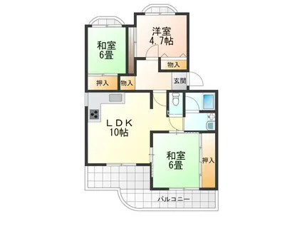 シティハイツ竹の台1号棟(3LDK/4階)の間取り写真