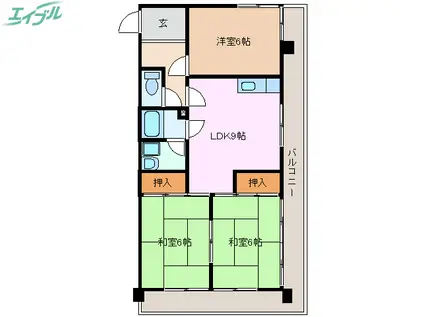 北柿桜マンション(3DK/3階)の間取り写真