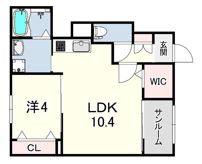 アルバ西岡本(1LDK/1階)の間取り写真