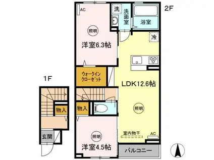 パストラル郷(2LDK/2階)の間取り写真