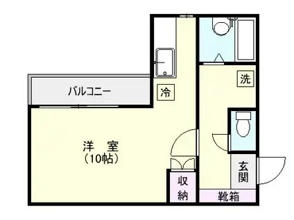 O N 1(ワンルーム/2階)の間取り写真
