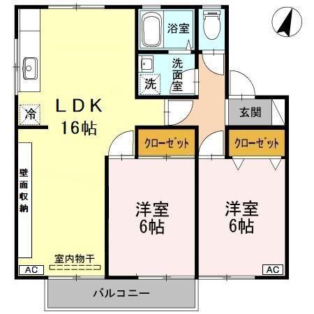 セジュールシャリオA(2LDK/1階)の間取り写真