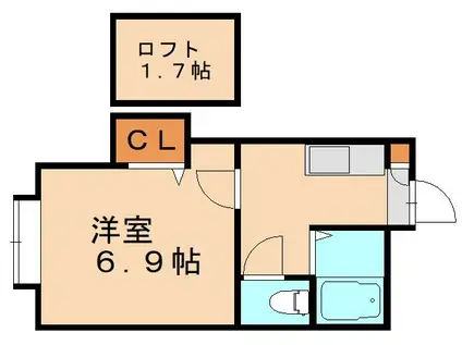 パンシオン ヴィラプランテ D棟(1K/2階)の間取り写真